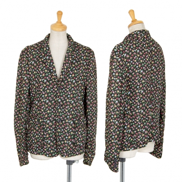 トリココムデギャルソンtricot COMME des GARCONS 小花プリントシフォン中綿ジャケット 黒マルチM 【レディース】