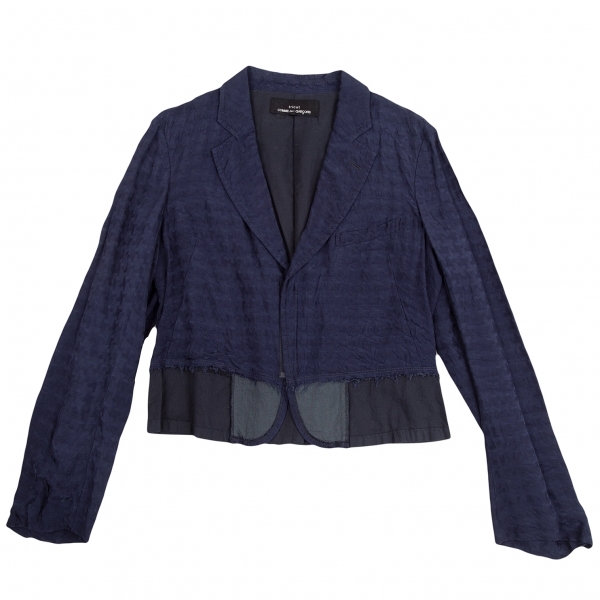 トリココムデギャルソンtricot COMME des GARCONS 裾斷ち切りジップアップノッチドラペルジャケット 紺M 【レディース】