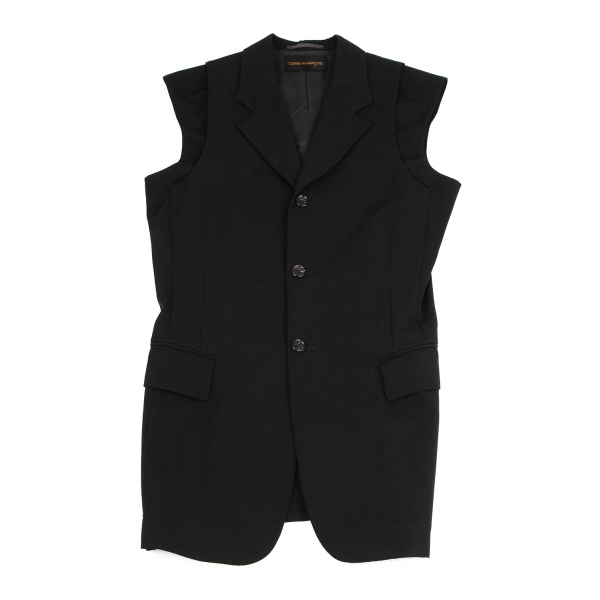 コムデギャルソンCOMME des GARCONS ウールショルダーレイヤードノースリーブジャケット 黒M 【レディース】