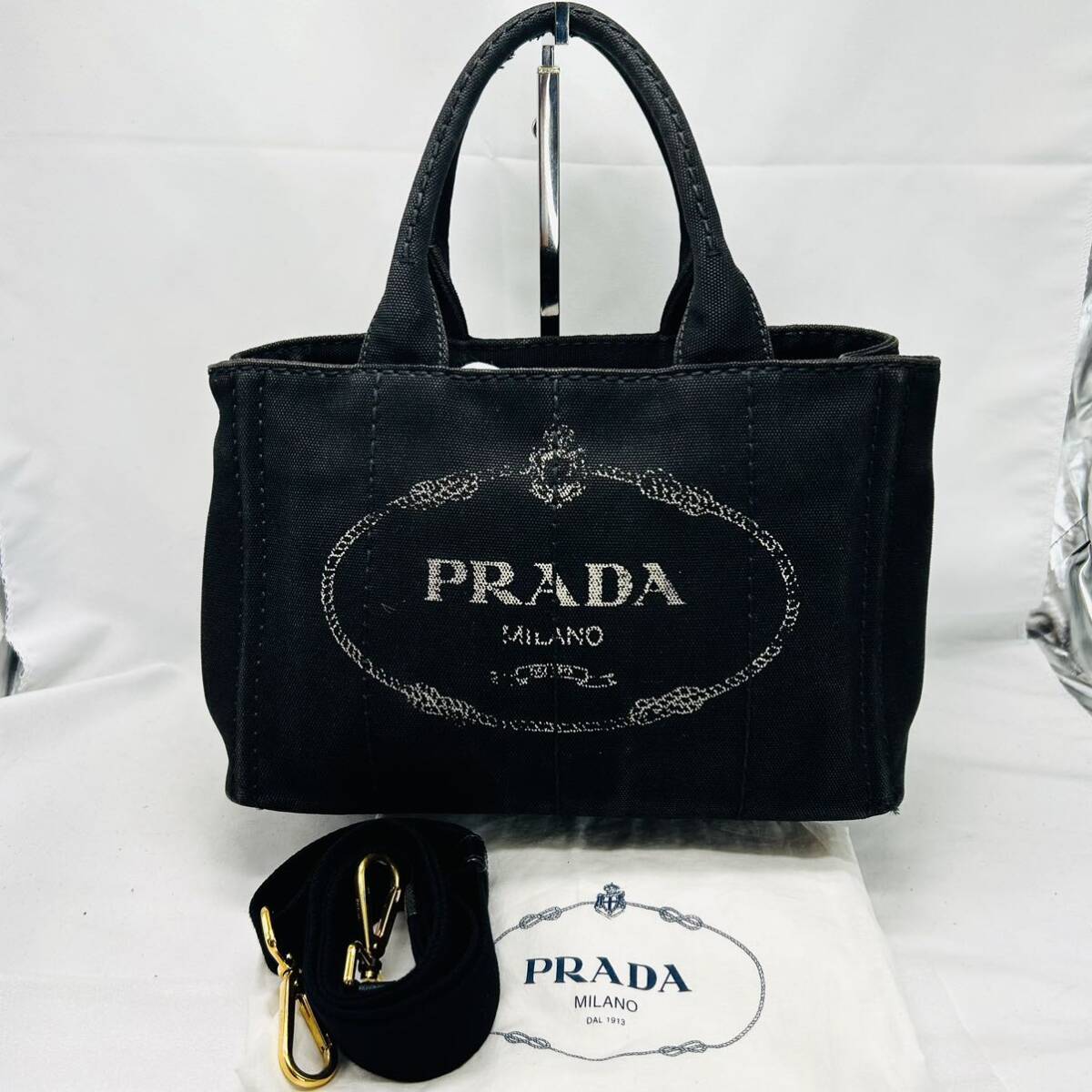PRADA プラダ カナパ デニム ハンドバッグ 2way ショルダー PRADA プラダ カナパ デニム ハンドバッグ 2way ショルダー