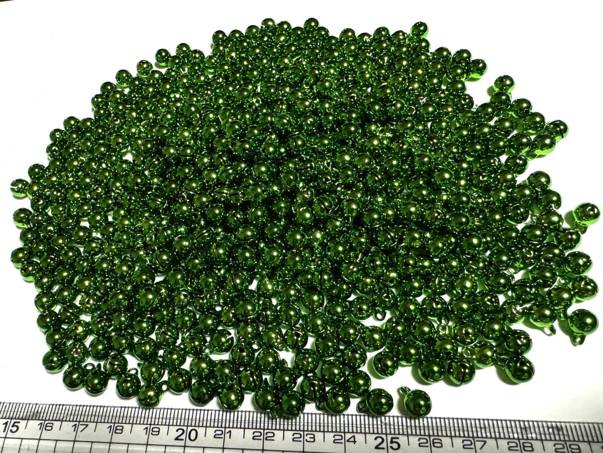 570個 宝来鈴 6mm 2分 グリーン 鈴 日本製 / 手芸材料 金属部品 まとめて 大量 ちりめん細工 根付などに