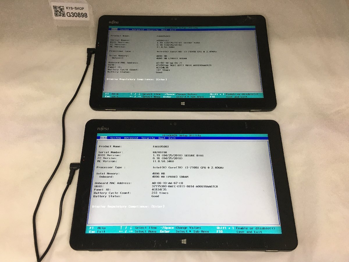 ジャンク2台セット/FUJITSU FARR05003 ARROWS Tab R727/R/Core i3 7100U 2.40GHz/128GB/ ジャンク2台セット/FUJITSU FARR05003 ARROWS Tab R727/R/Core i3 7100U 2.40GHz/128GB/