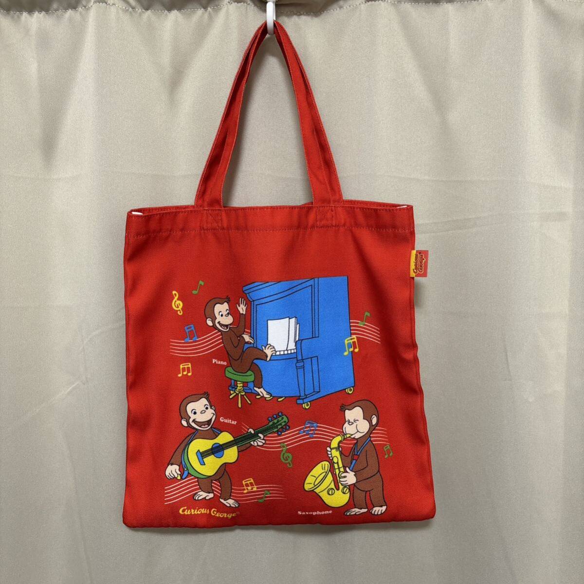 ★新品★おさるのジョージ　レッスンバッグ　トートバッグ　レッド