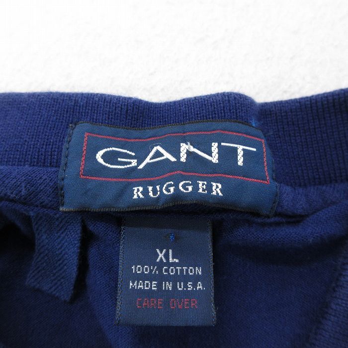 XL/ old clothes GANT polo-shirt with short sleeves men's 90s cotton navy blue other navy 24may25 used tops 