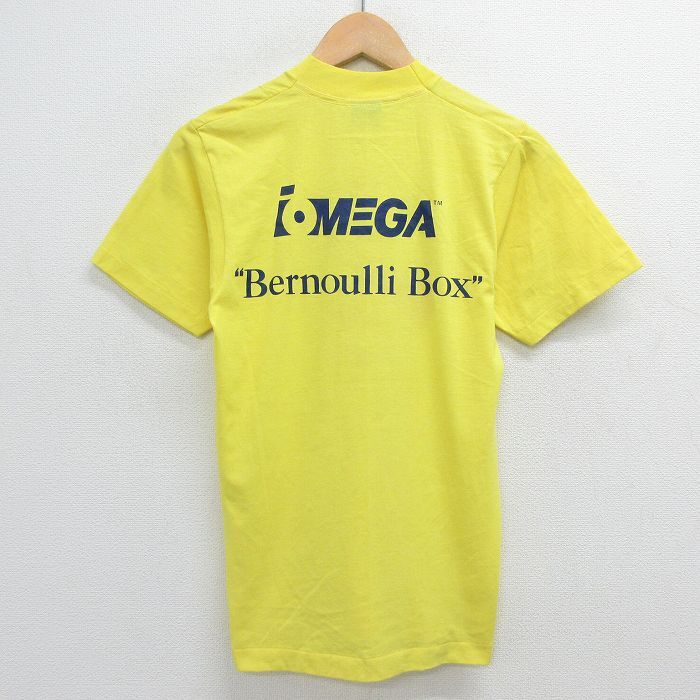 S/ old clothes short sleeves Vintage T-shirt men's 90s STORAGE BUSTERS OMEGA crew neck yellow yellow 23jun26 used 