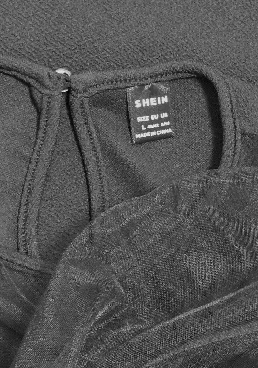 ♪SHEIN・ブラック・サイズL・シースルーパフスリーブ・おしゃれな・セクシー・フォーマル・ワンピース・ドレス・新品_画像9