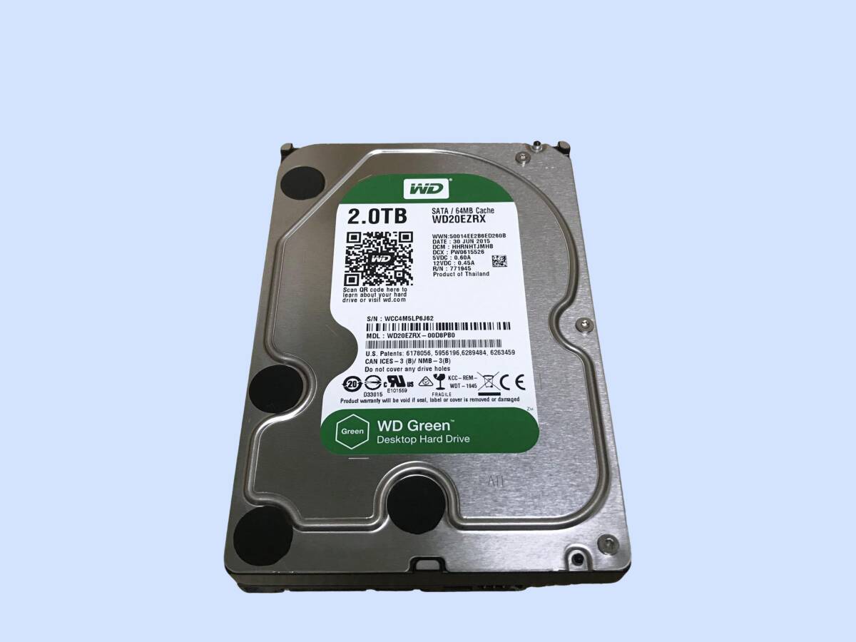 M4096 Western Digital WD 2TB WDC WD20EZRX 3.5インチHDD 使用 6400時間 全国送料無料