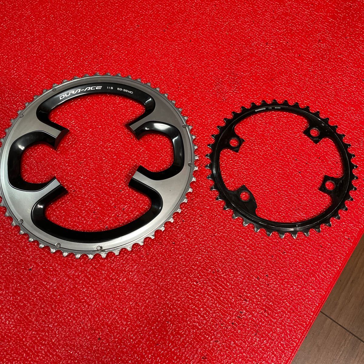 送料込 SHIMANO DURA-ACE シマノ FC-9000 53-39T チェーンリング 11s フィクシングボルト付き