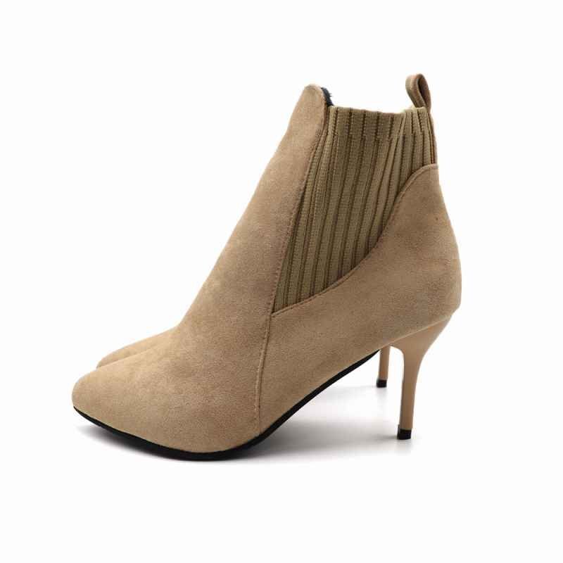  bootie - lady's boots short fashion shoes high heel 22.5cm(35) beige 