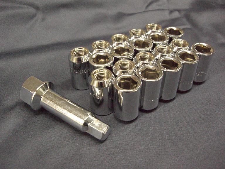内六角スチール製ホイールナット (60度テーパー座 全長33mm 外径19φ 12x1.5) メッキナット20個セット