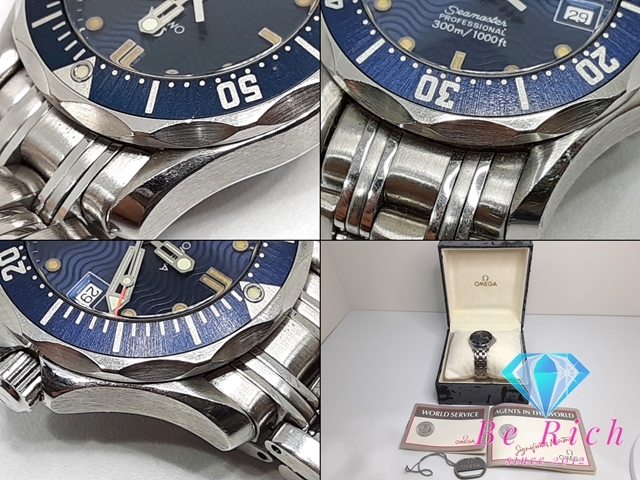 オメガ OMEGA シーマスター 300 デイト レディース 腕時計 2583.80 ネイビー シルバー アナログ クォーツ 【中古】【送料無料】 bt2920