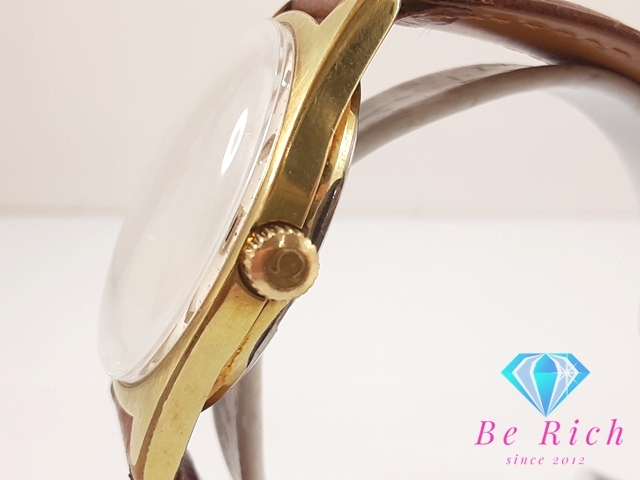  Omega OMEGAjune-b мужские наручные часы Date 136041 Gold Brown SS кожа механический завод античный [ б/у ][ бесплатная доставка ] bt2931
