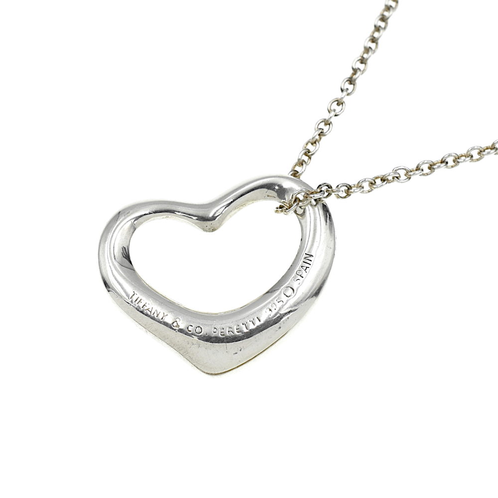 [A02550]TIFFANY & Co. Tiffany L sa Pele tiSV925 Open Heart lady's pendant necklace silver 