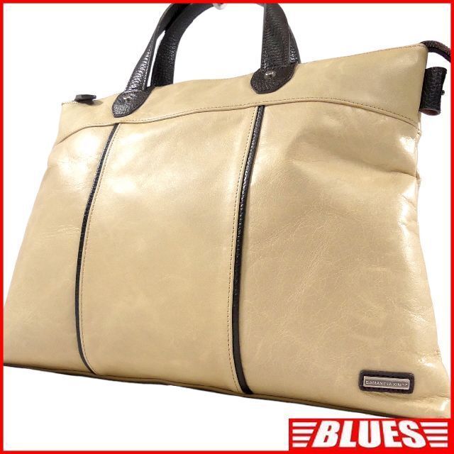 即決★SAMANTHA KINGZ★オールレザービジネスバッグ サマンサキングズ メンズ ベージュ 本革 ブリーフケース 本皮 通勤 カバン 出張 かばん_画像1