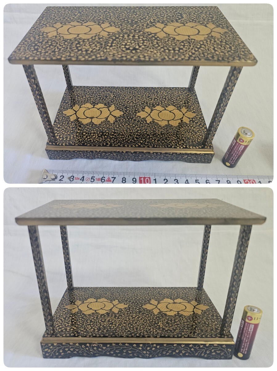 福井県旧家初荷 雛道具 大極上 本金別製 牡丹唐草 金蒔絵 台子 福井県旧家初荷 雛道具 大極上 本金別製 牡丹唐草 金蒔絵 台子