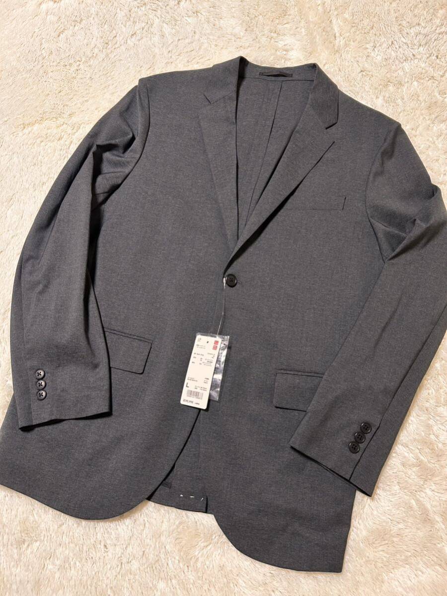 未使用　ユニクロ　UNIQLO 感動ジャケット（ウールライク） ミディアムグレー　L 
