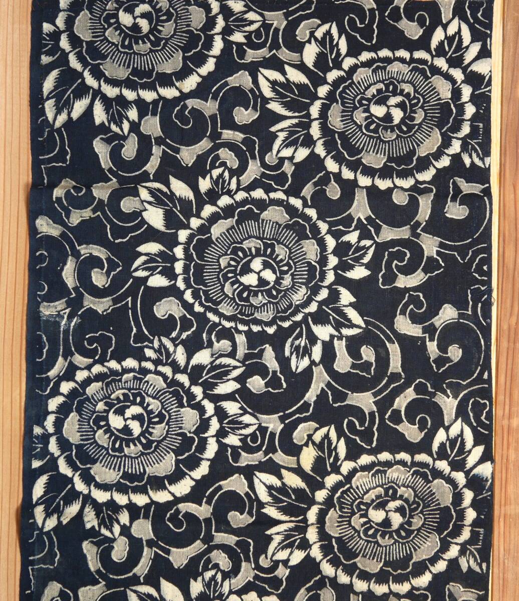 藍染木綿　つつがき　布団布 襤褸布古布藍染木綿つぎはぎ布団皮縞模様絣ジャパンヴィンテージ