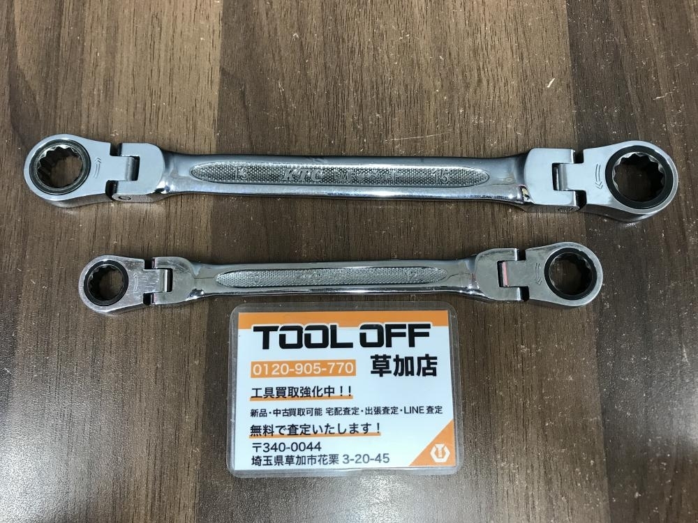 006□おすすめ商品□KTC ラチェットめがねレンチ　両頭型首振りタイプ LMR1-1012F/1315F　2本セット