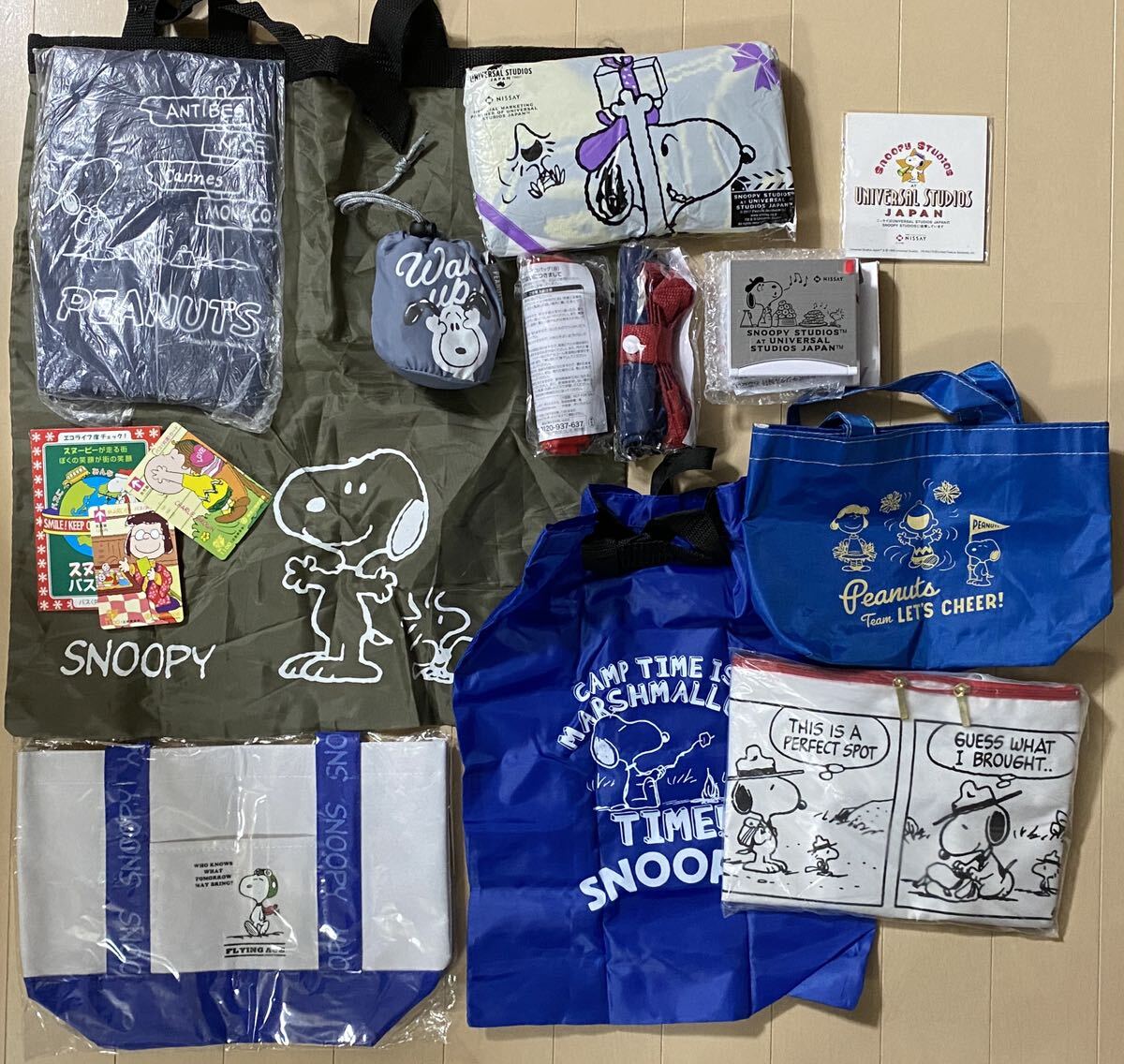 スヌーピー ・ピーナッツ★関連商品・アメニティグッズ色々★トートバッグ、エコバッグ、バスカード、卓上時計(未使用品)、タオル　等