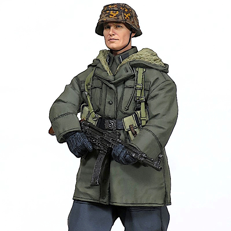 [208] 完成品 1/35 フィギュア WW2 ドイツ軍 ドイツ兵士 武装親衛隊 上等兵 東部戦線 戦争末期 Painted and Built Figure 50mm 1:35 