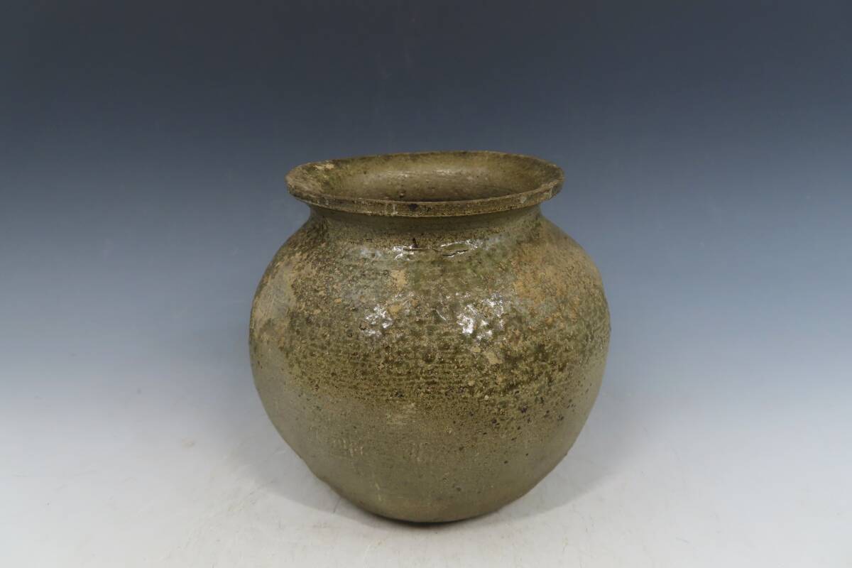【裕】可愛い須恵器小壺　花入　新羅
