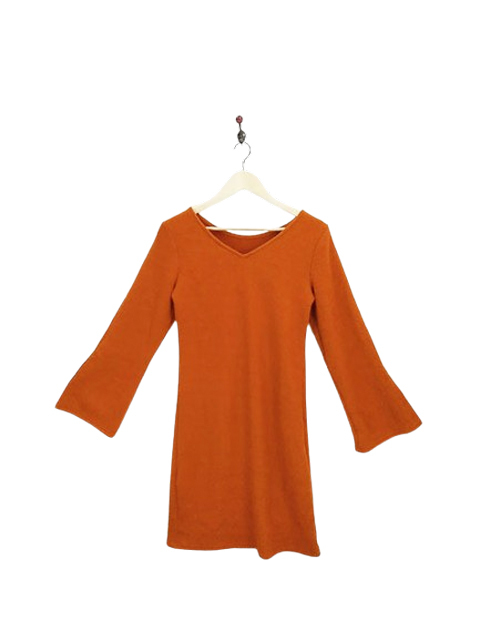 ap3430 ○送料無料 新品 (訳あり) muse muse ミューズミューズ レディース ニット チュニック フリーサイズ オレンジ Vネック 秋冬_画像1