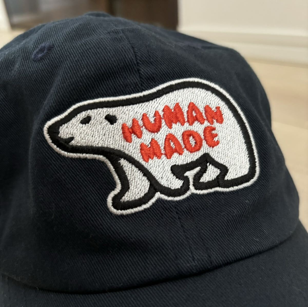 HUMAN MADE 6パネル　刺繍キャップ　CAP ヒューマンメイド　シロクマ帽子 Cap ネイビー