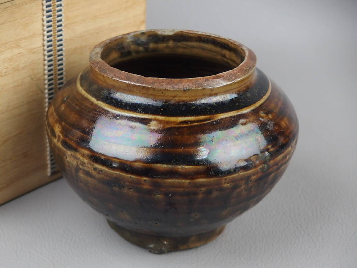 ★李朝★★飴釉壷 fo112wb.1 花道 華道 朝鮮美術