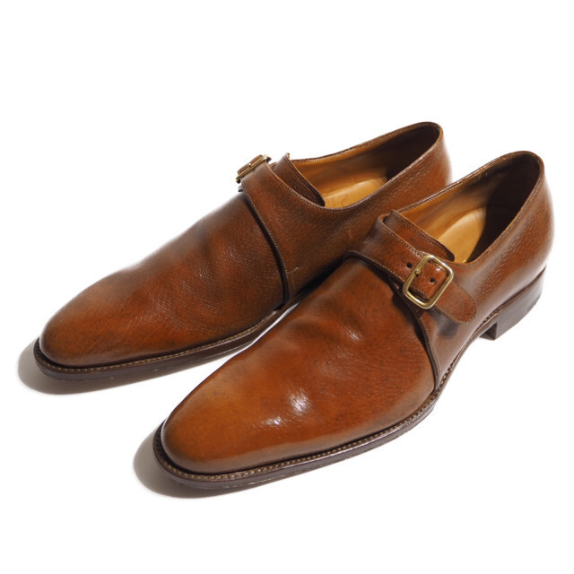 x3846P VZintala Gin ta-laVpeka Lee кожа одиночный monk туфли с ремешками Brown чай 41/26.5cm rb