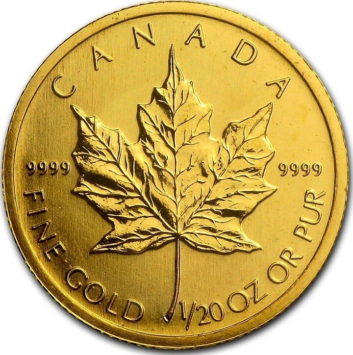 カナダ 1998 メイプルリーフ 金貨 1/20オンス ビニールパウチ入り カナダ 1998 メイプルリーフ 金貨 1/20オンス ビニールパウチ