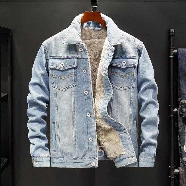 C598☆色 メンズデニムジャケット アウター ジャンパー ブルゾン ジージャン オシャレ 厚手 裏起毛 M~3XL