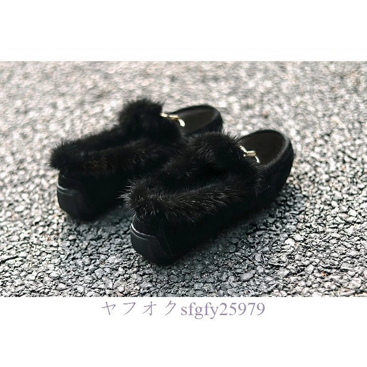 N218☆新品モカシン レディース ファー ローファー モカシンシューズ 秋冬 內(nèi)ボア ムートン ぺたんこ 靴 パンプス スリッポン フラット 里
