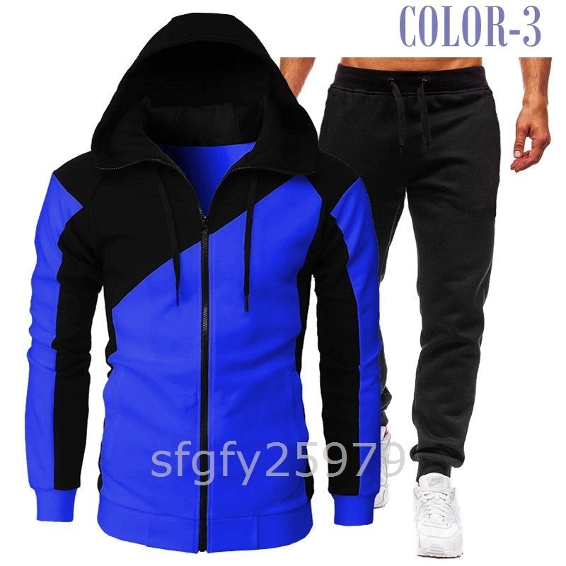 B99☆新品 2點セット ジャージ メンズ スウェット セットアップ パーカー トレーナー スポーツウエア 部屋著 春秋冬M~3XL選択可