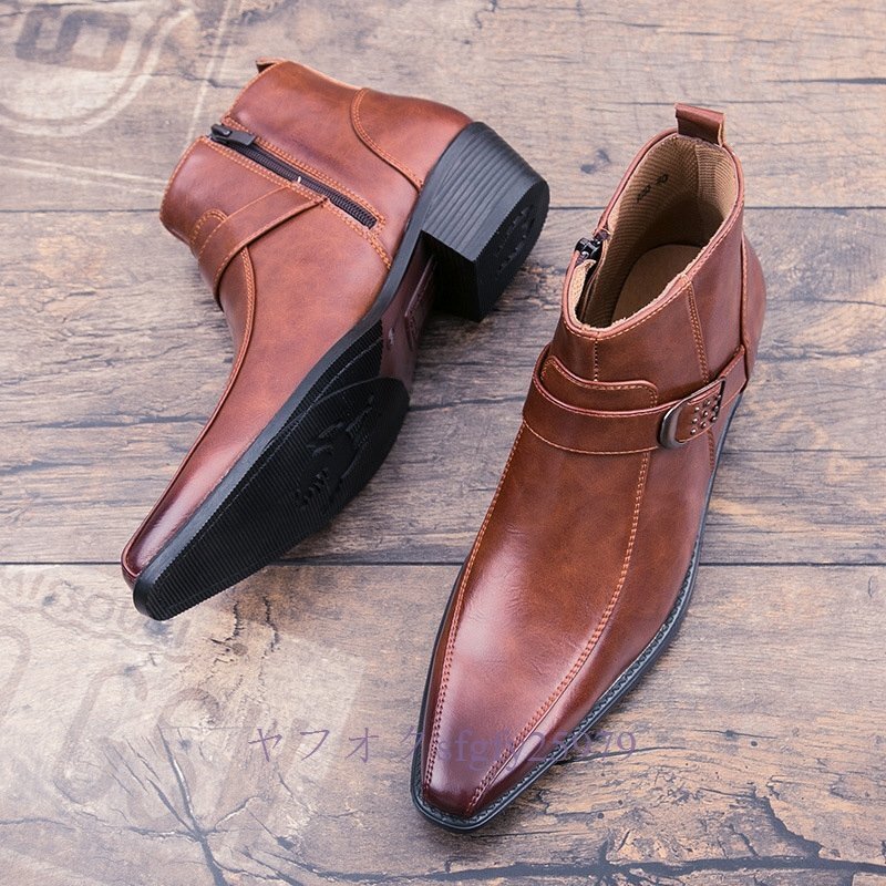 R362新品秋冬ショートブーツ メンズ ウエスタンブーツワークブーツ ミリタリーブーツ 作業(yè)靴 エンジニアブーツ24.5~27cm ブラック