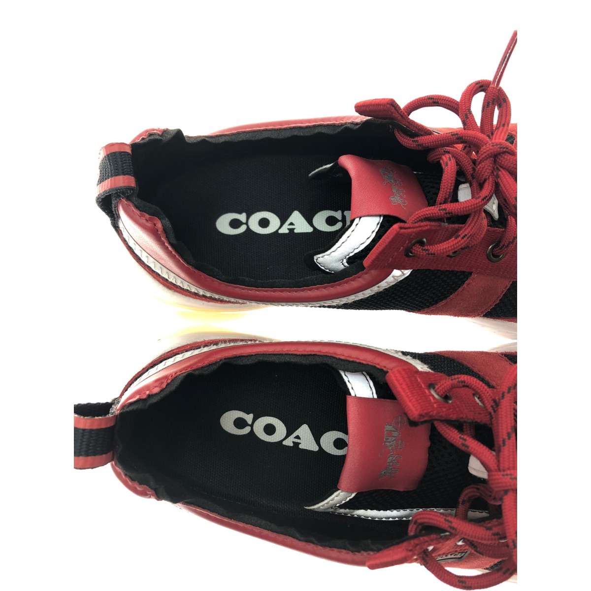 ▼▼ COACH コーチ メンズシューズ ローカットスニーカー SIZE 28cm C1734 レッド×ブラック やや傷や汚れあり