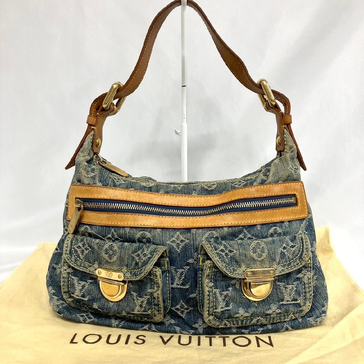※※ LOUIS VUITTON ルイヴィトン バギーPM M95049 モノグラム デニム ショルダーバッグ インディゴ レザー ハンドバッグ レディース※※