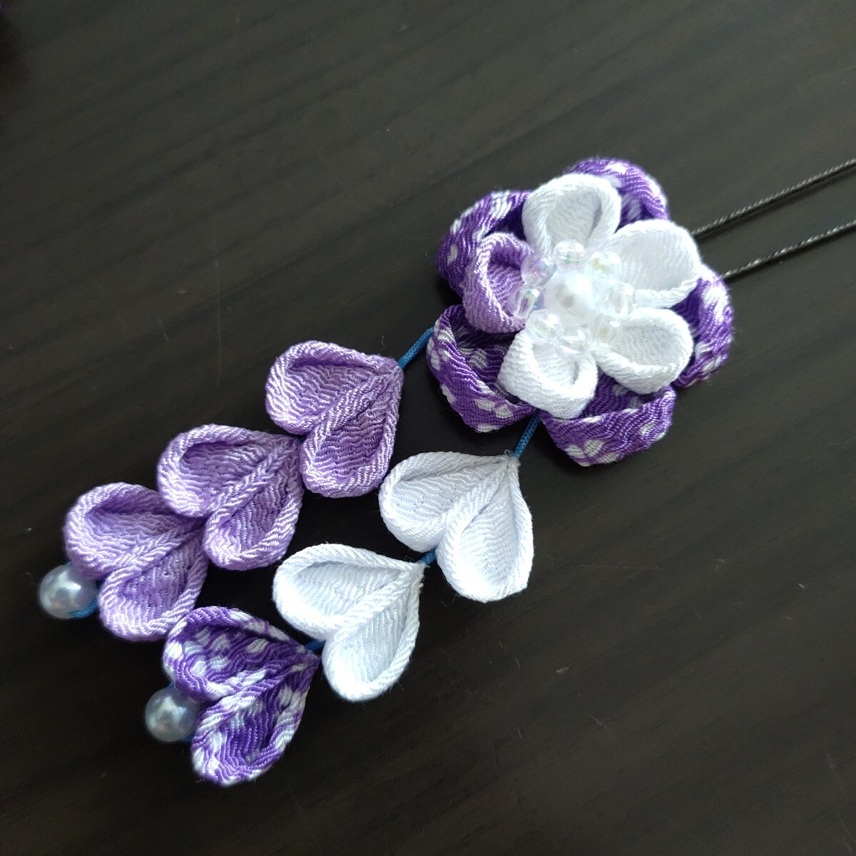 ４点セット 髪飾り 成人式　卒業式　 紫 桜柄 ハンドメイド つまみ細工_画像4