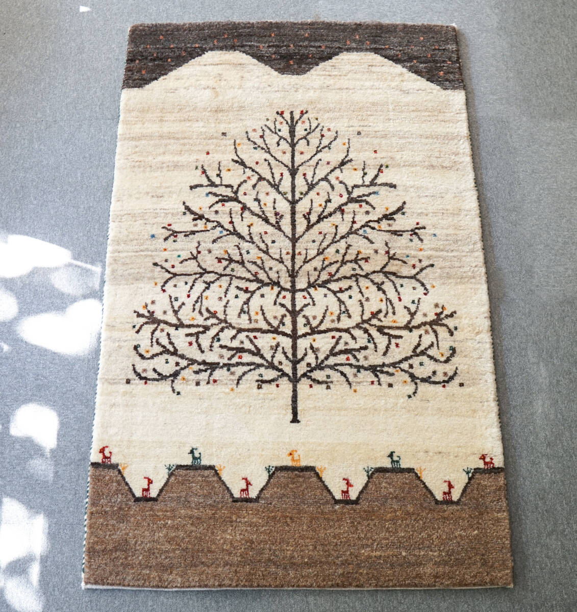 141×86cm ペルシャ手織り 絨毯 カシュクリ ギャッベ 　fine quality