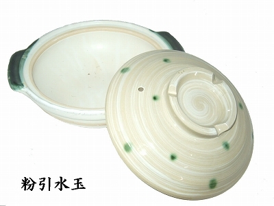 萬古焼 9号土鍋 粉引水玉_画像1