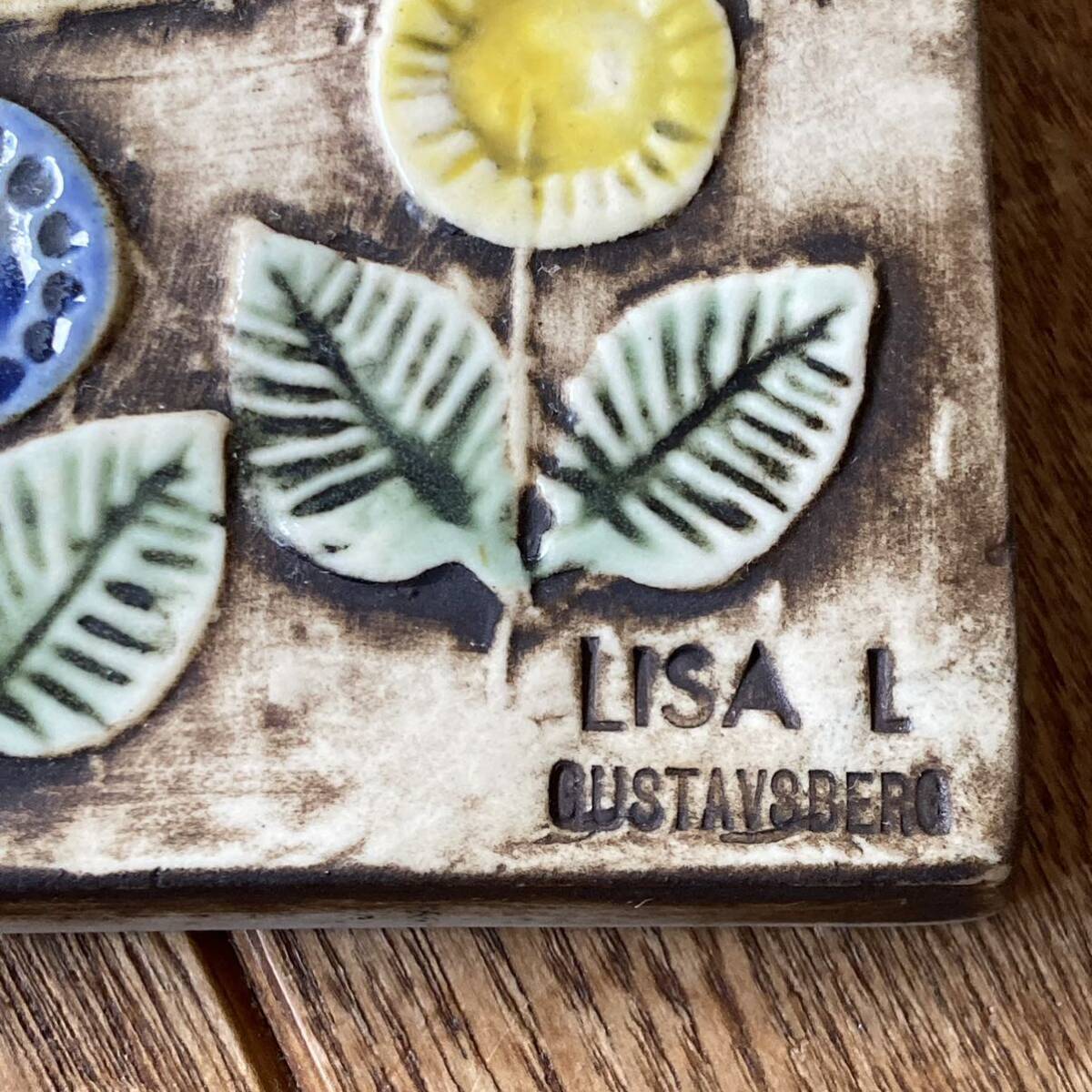 LISA L. 陶器 鳥モチーフ陶板 ヴィンテージ リサラーソン 修復跡有り LISA L. 陶器鳥モチーフ陶板ヴィンテージリサラーソン修復跡有り