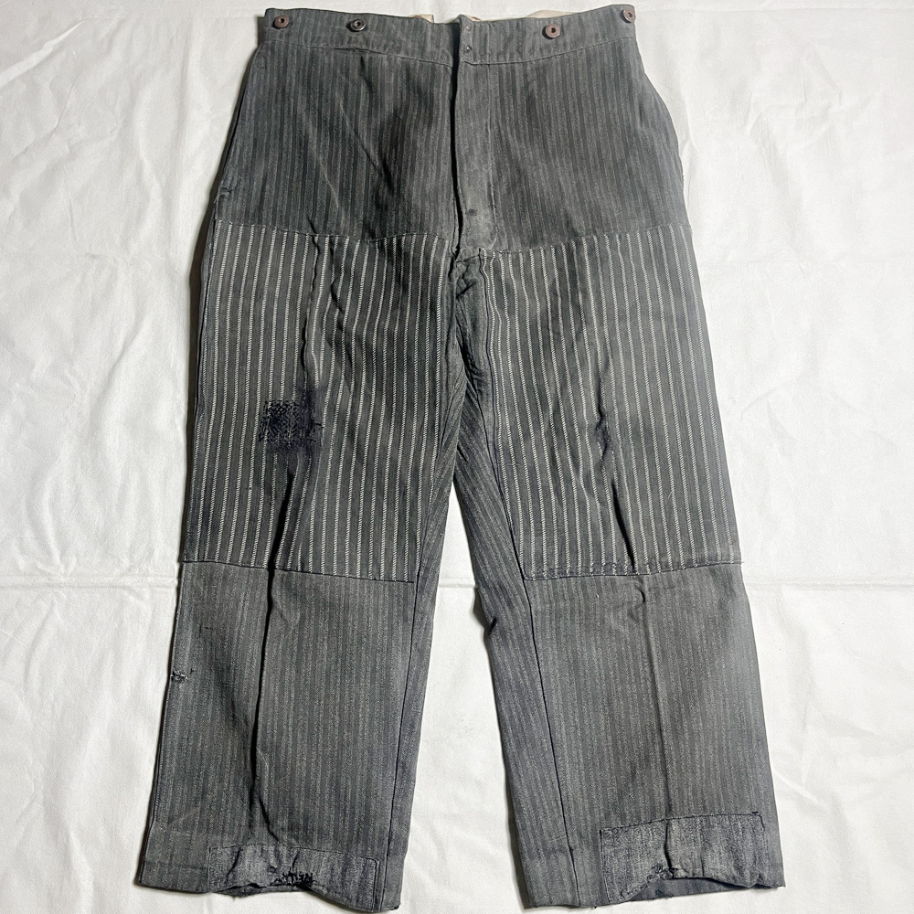 超希少! 40's LE MONT SAINT MICHEL ストライプ ワークパンツ STRIPE CHORE PANT ルモンサンミシェル フレンチ FRENCH WORK レア ごま塩 着_画像2