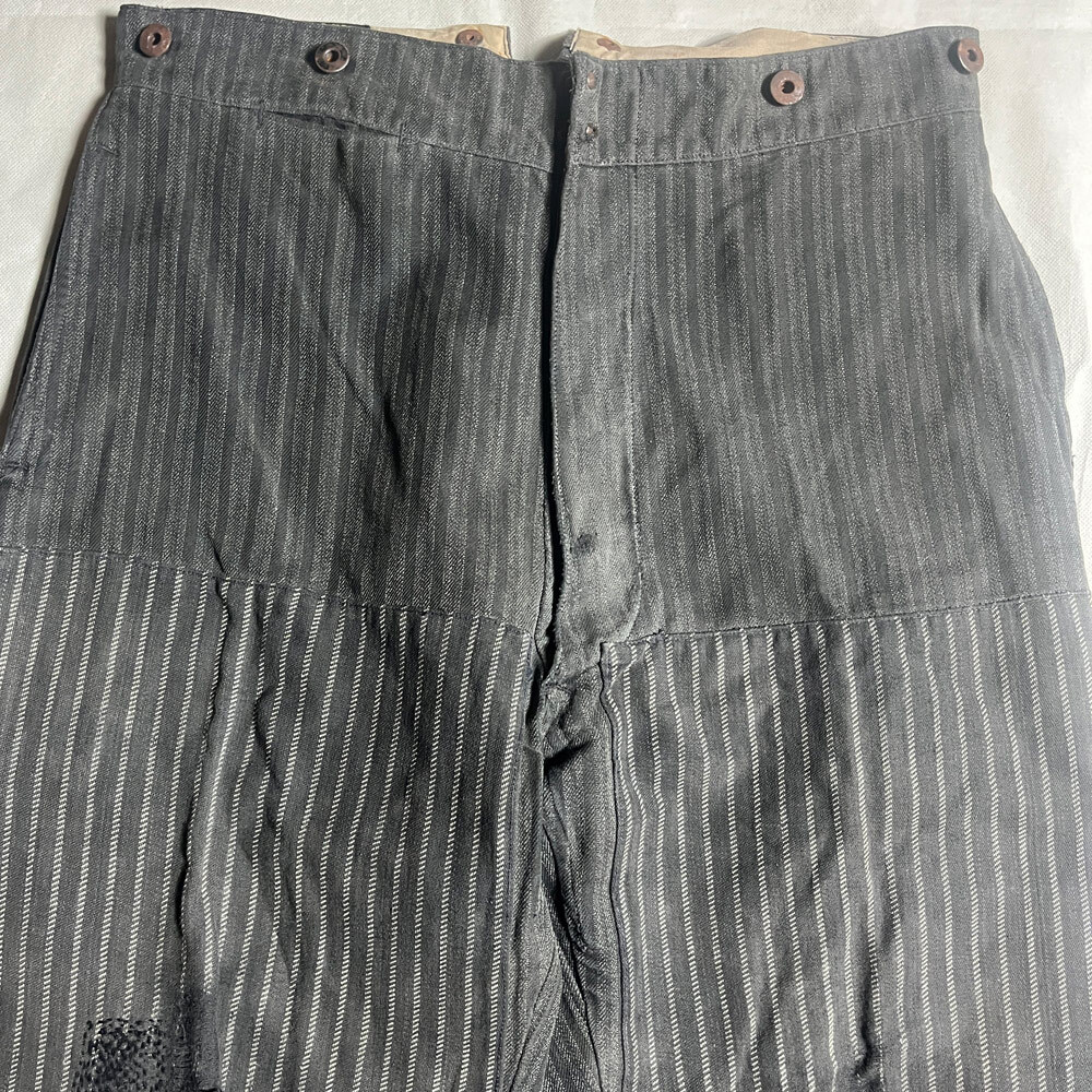 超希少! 40's LE MONT SAINT MICHEL ストライプ ワークパンツ STRIPE CHORE PANT ルモンサンミシェル フレンチ FRENCH WORK レア ごま塩 着_画像3