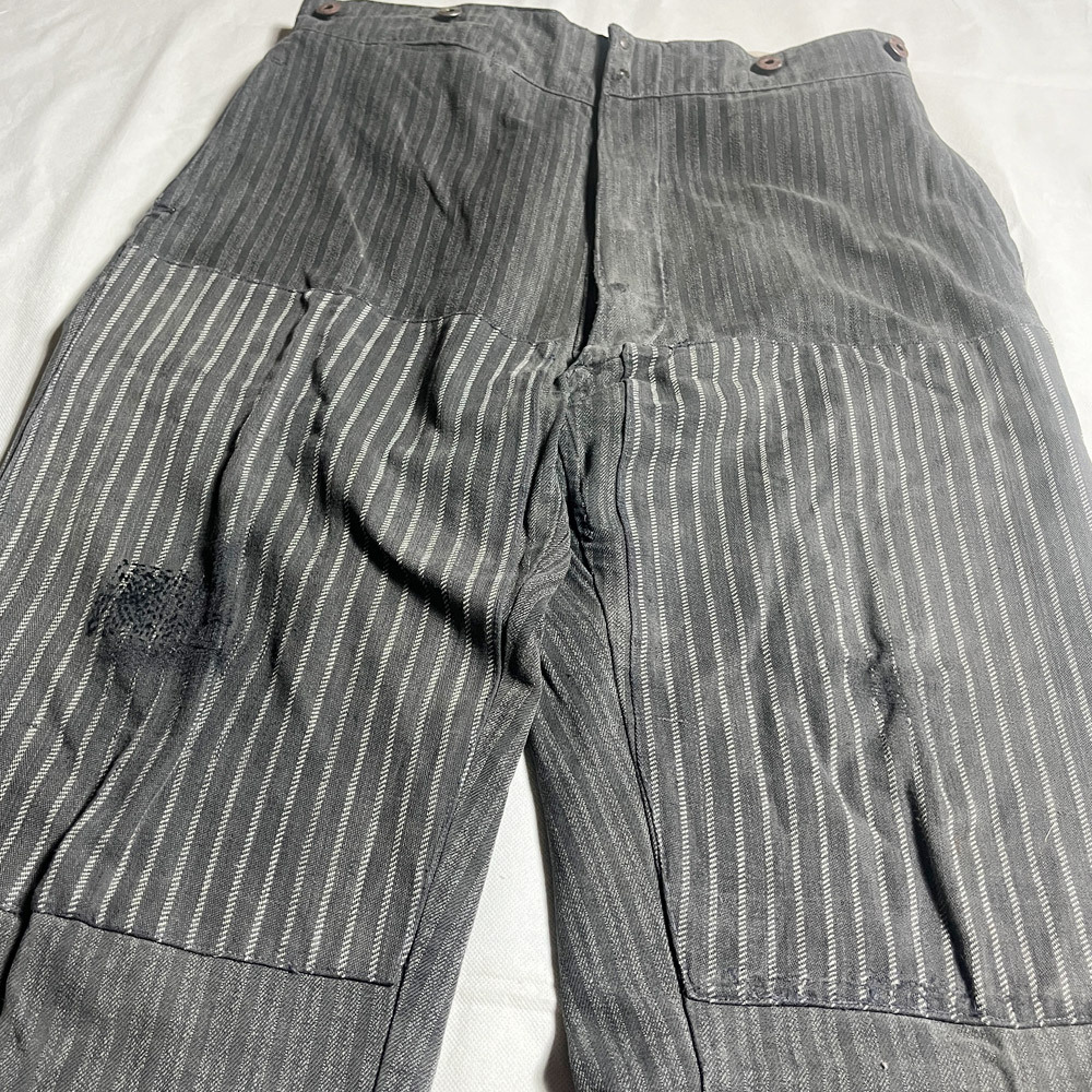 超希少! 40's LE MONT SAINT MICHEL ストライプ ワークパンツ STRIPE CHORE PANT ルモンサンミシェル フレンチ FRENCH WORK レア ごま塩 着_画像7