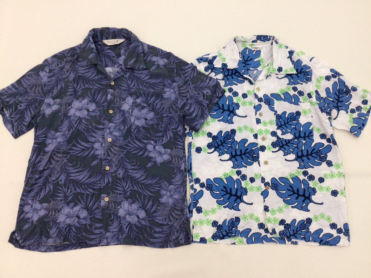 【中古】アロハシャツ 半袖 青地 フラワープリント 中古】アロハシャツ 半袖 青地 フラワープリント