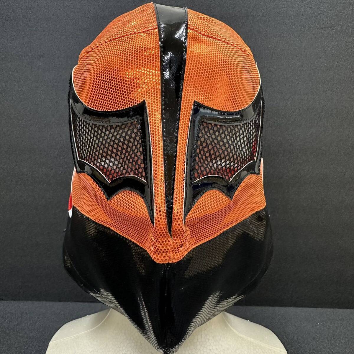 クン・フー プロレスマスク 紐付き オレンジラメ プロレス コスチューム