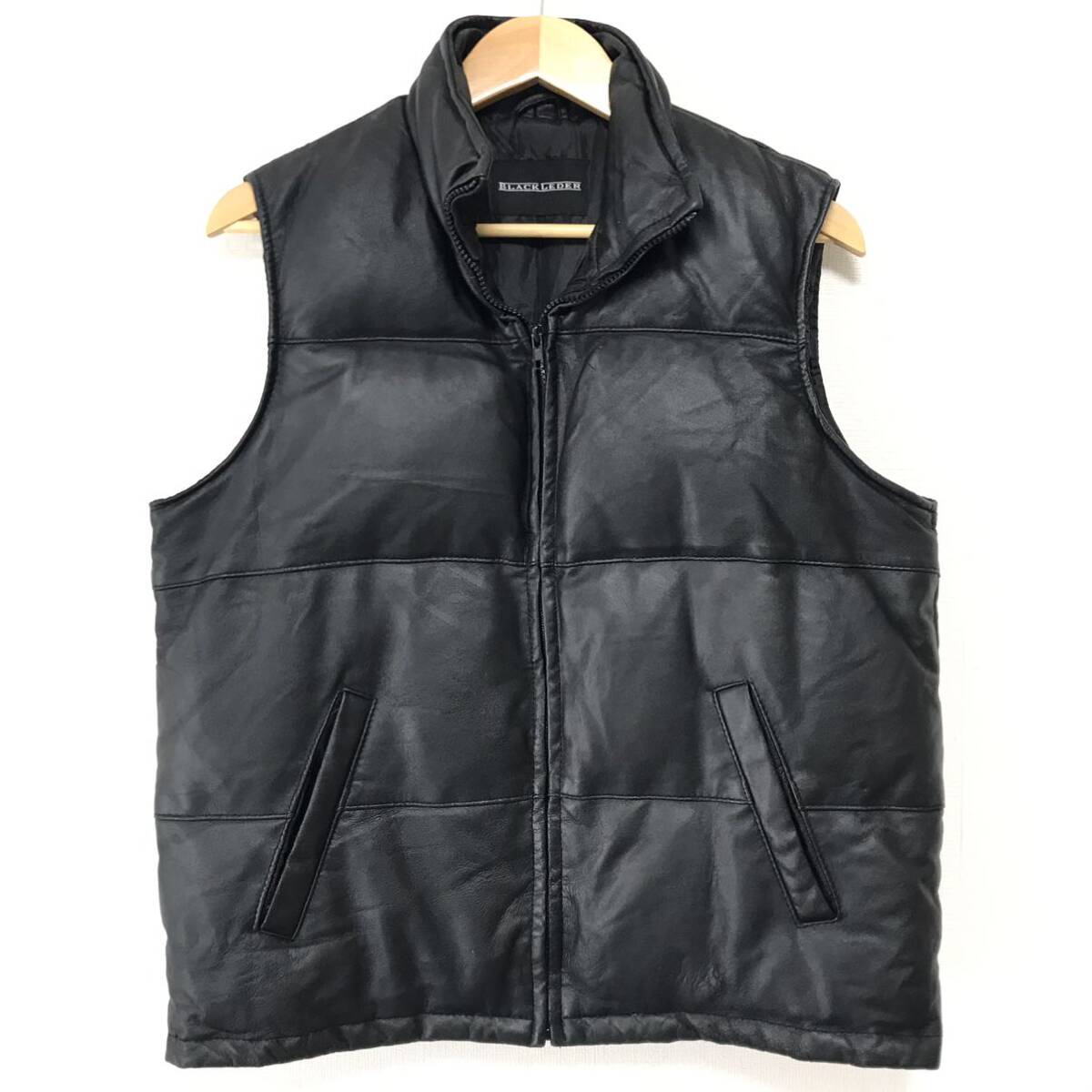 COLLARS オールレザー ダウンベスト 黒 L 羊革 シープスキンレザー COLLARS オールレザー ダウンベスト 黒 L 羊革 シープスキンレザー