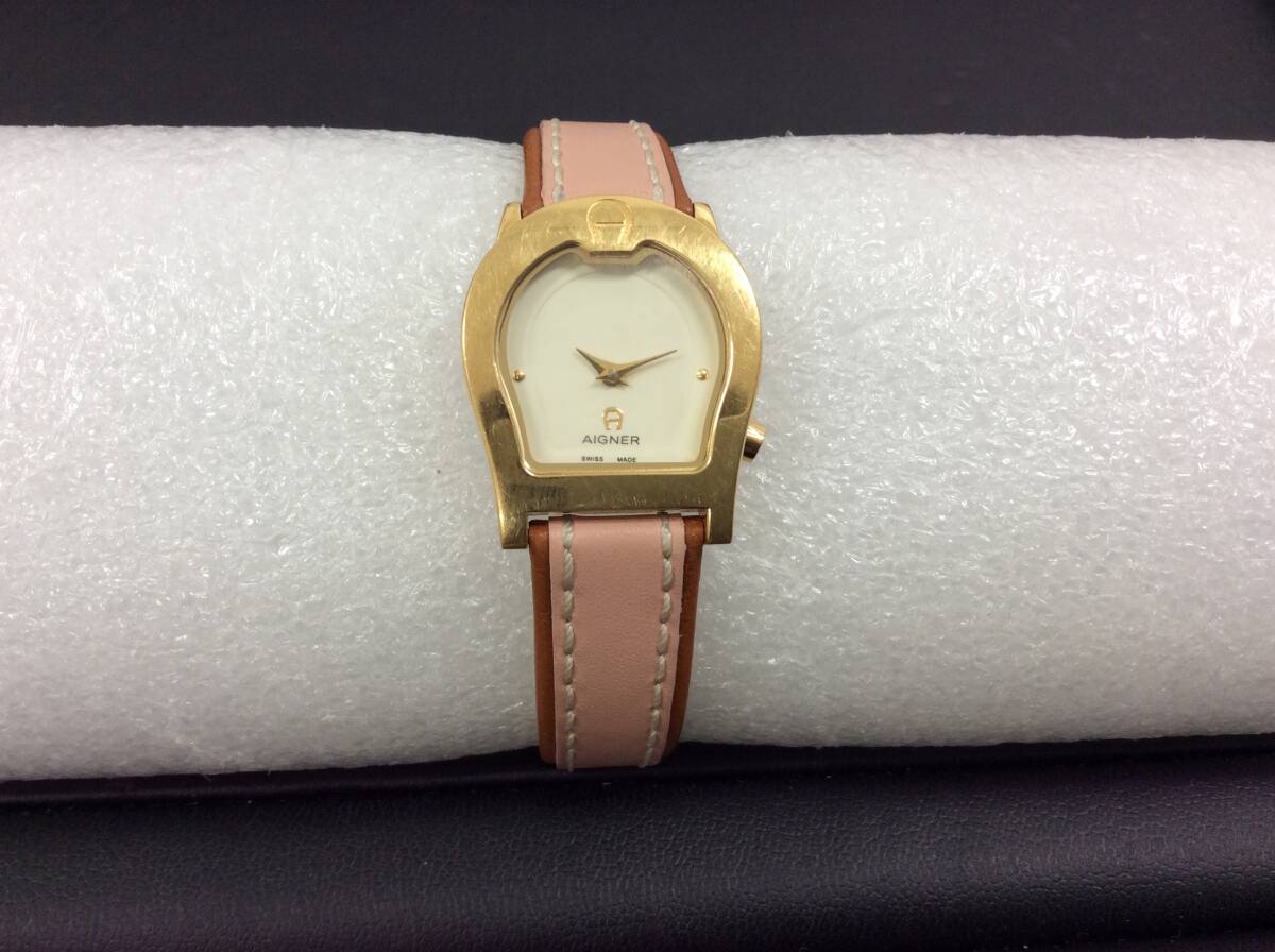 ■8190 AIGNER アイグナー 腕時計 Ravenna ラヴェンナ A02201 レディース クオーツ 白文字盤 リューズ操作〇 不動 テスター〇