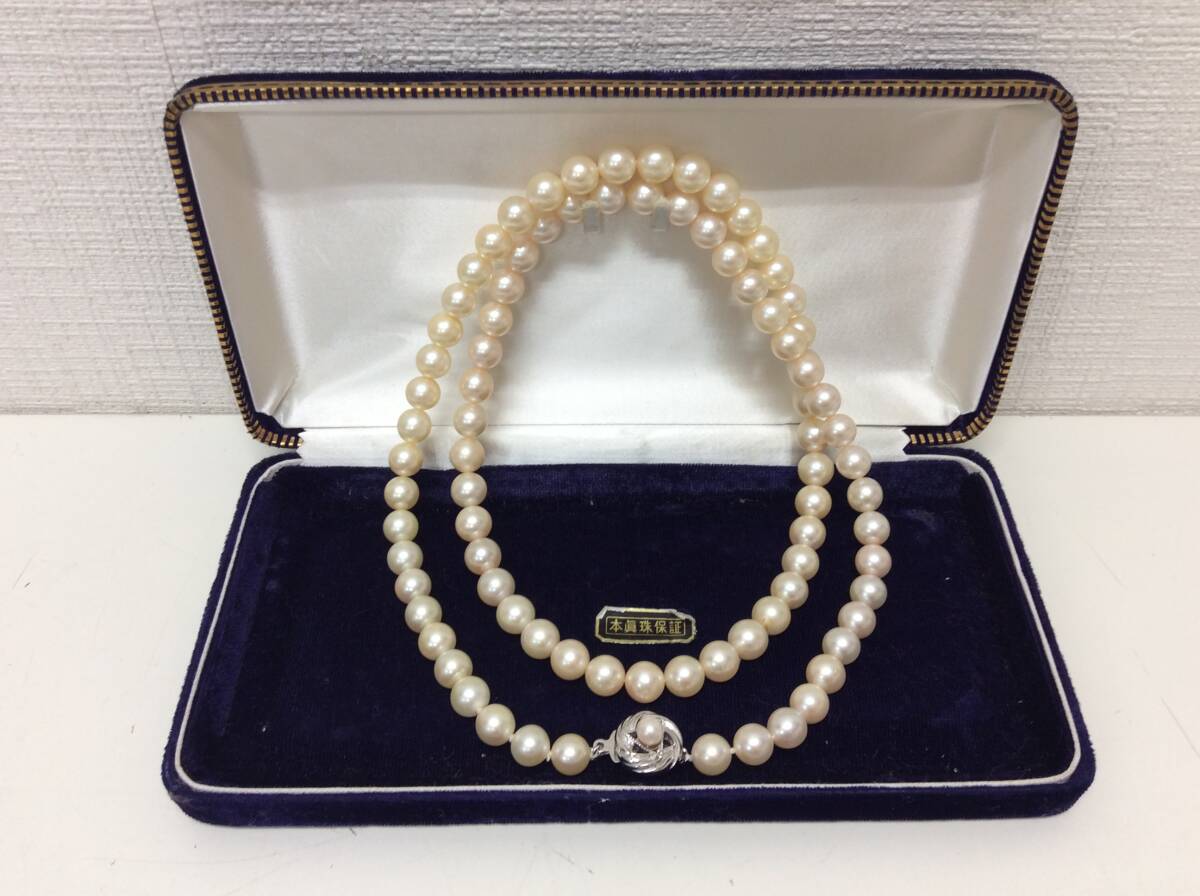 ■8237 真珠 パールネックレス 留め具SILVER シルバー レディース ジュエリー アクセサリー 約7.9-8.2mm珠 総重量約70.1g