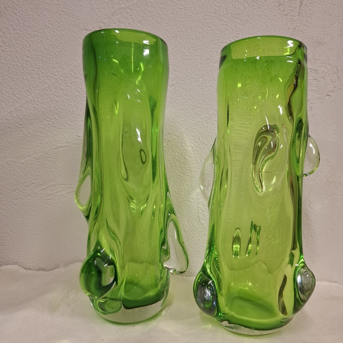 ガラス 花瓶 一対 約H30.2cm 口径約8.8cm