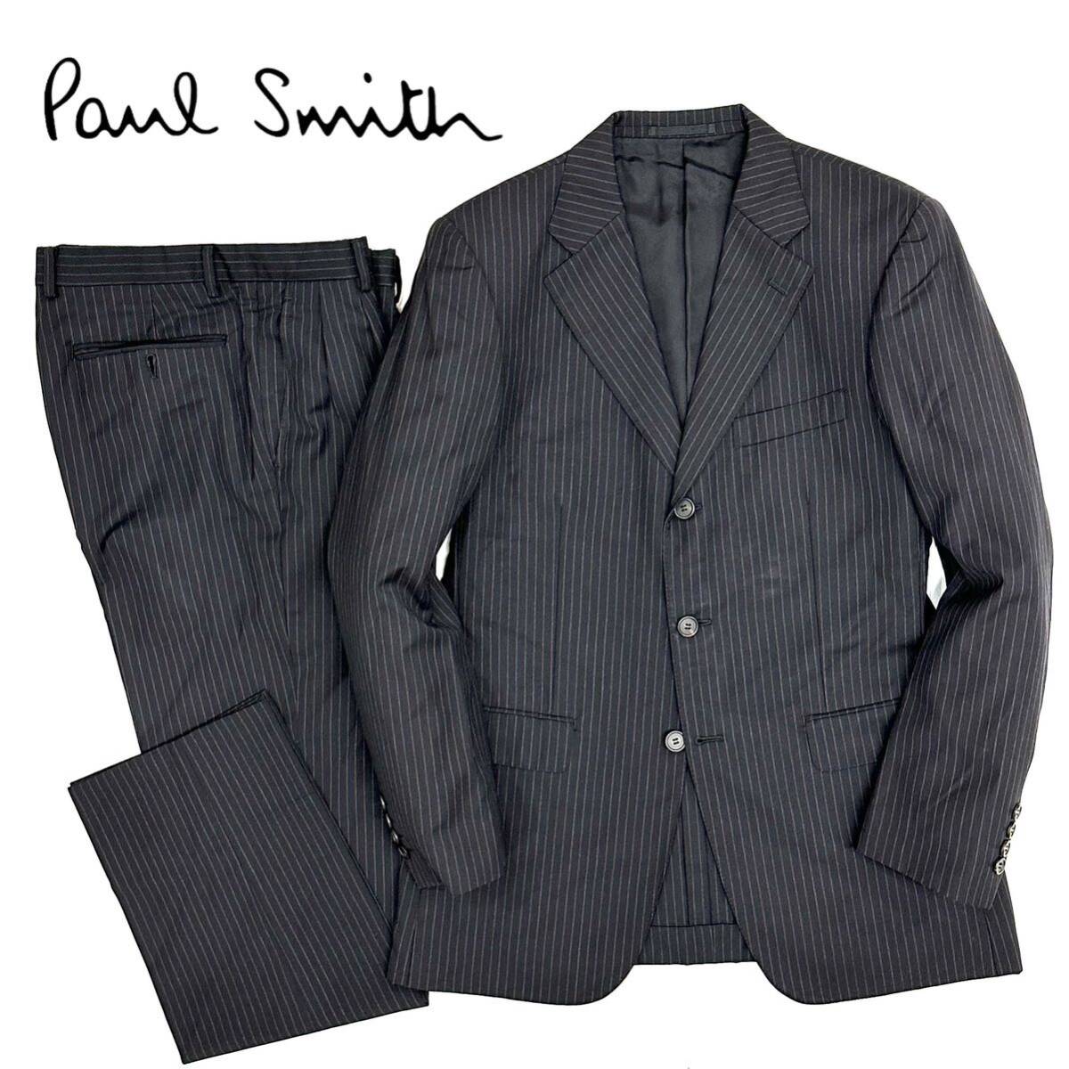 Paul Smith LONDON Ermenegildo Zegna 163004 3B ストライプ シングル スーツ(L)グレー メンズ 紳士服 ポールスミス ゼニア セットアップ